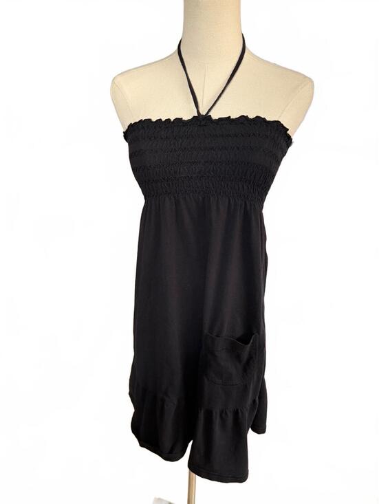 aerie Dresses & Skirts - Y2K Aerie Black Strapless Halter Dress with Pocket - Size XS